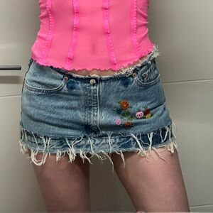 Vintage y2k denim ultra mini skirt by Pieces